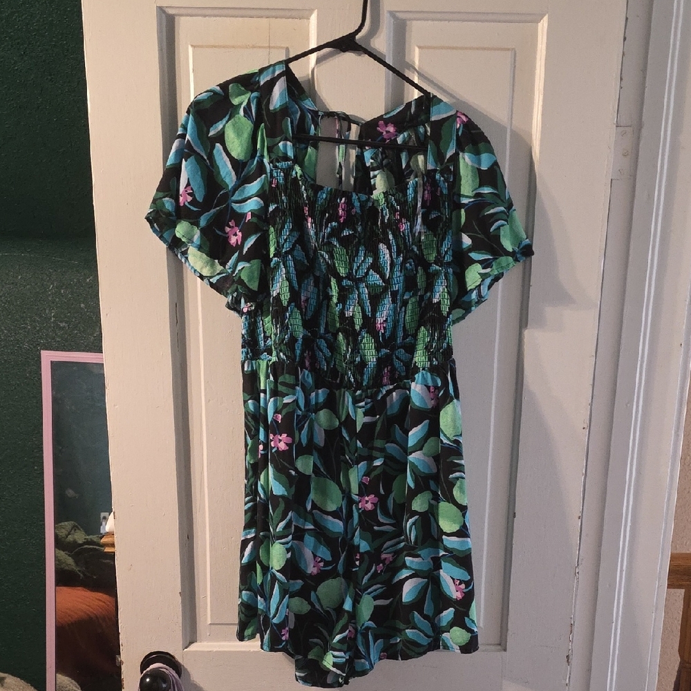 Ava & Viv Green and Blue Patterned Dress